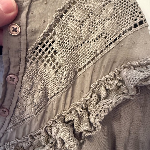Free People Taupe Lace Blouse - Picture 3 of 7
